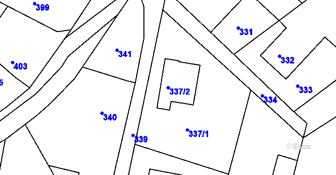 Parcela st. 337/2 v KÚ Želechovice nad Dřevnicí, Katastrální mapa