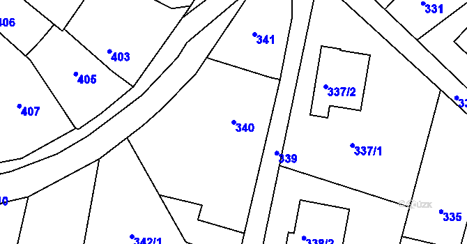 Parcela st. 340 v KÚ Želechovice nad Dřevnicí, Katastrální mapa
