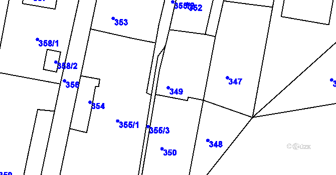 Parcela st. 349 v KÚ Želechovice nad Dřevnicí, Katastrální mapa