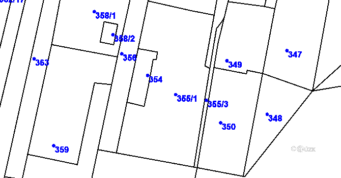 Parcela st. 355 v KÚ Želechovice nad Dřevnicí, Katastrální mapa
