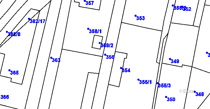 Parcela st. 356 v KÚ Želechovice nad Dřevnicí, Katastrální mapa