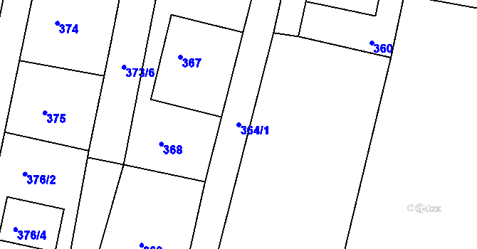 Parcela st. 364/1 v KÚ Želechovice nad Dřevnicí, Katastrální mapa