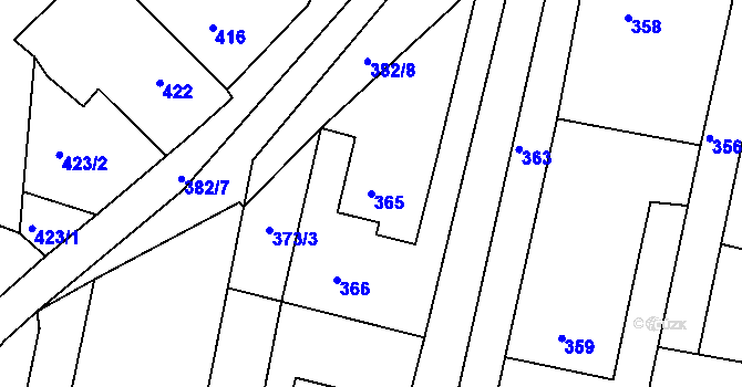 Parcela st. 365 v KÚ Želechovice nad Dřevnicí, Katastrální mapa