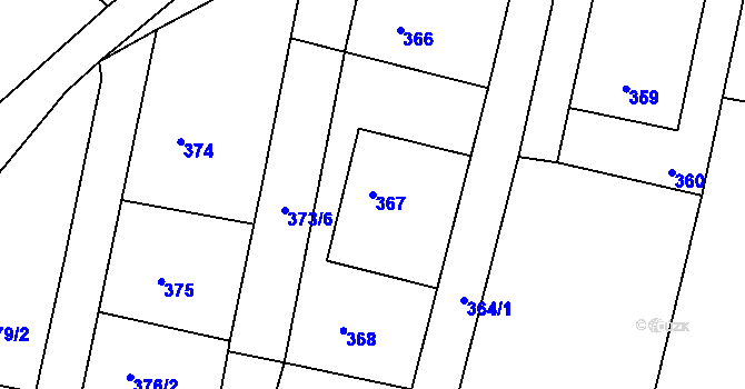 Parcela st. 367 v KÚ Želechovice nad Dřevnicí, Katastrální mapa