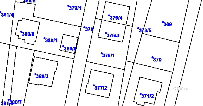 Parcela st. 376/1 v KÚ Želechovice nad Dřevnicí, Katastrální mapa