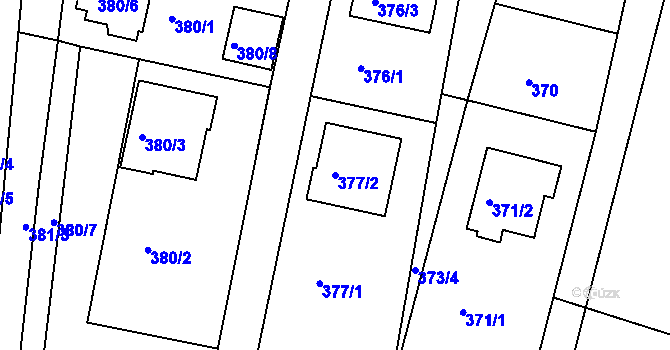 Parcela st. 377/2 v KÚ Želechovice nad Dřevnicí, Katastrální mapa