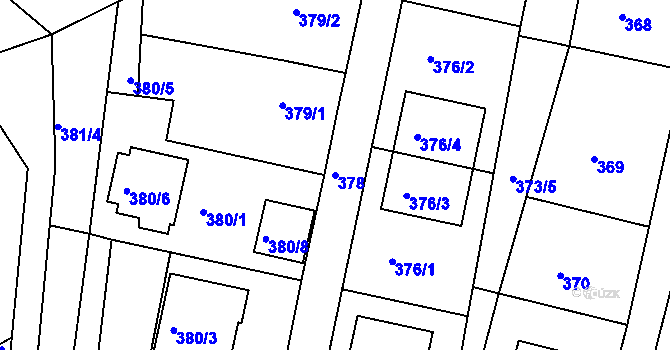 Parcela st. 378 v KÚ Želechovice nad Dřevnicí, Katastrální mapa
