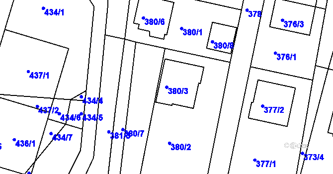 Parcela st. 380/3 v KÚ Želechovice nad Dřevnicí, Katastrální mapa