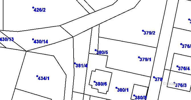 Parcela st. 380/5 v KÚ Želechovice nad Dřevnicí, Katastrální mapa