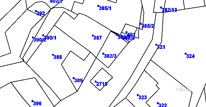 Parcela st. 382/3 v KÚ Želechovice nad Dřevnicí, Katastrální mapa