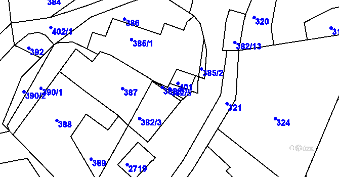 Parcela st. 382/5 v KÚ Želechovice nad Dřevnicí, Katastrální mapa