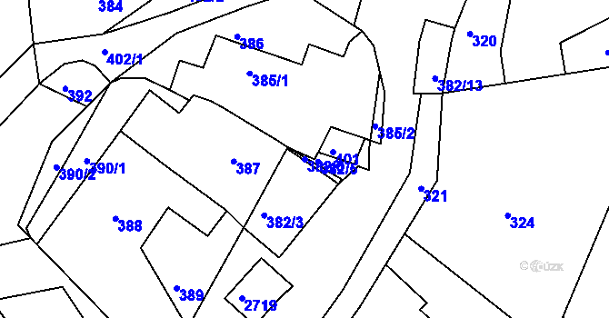 Parcela st. 382/6 v KÚ Želechovice nad Dřevnicí, Katastrální mapa