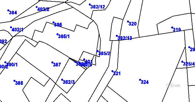 Parcela st. 385/2 v KÚ Želechovice nad Dřevnicí, Katastrální mapa