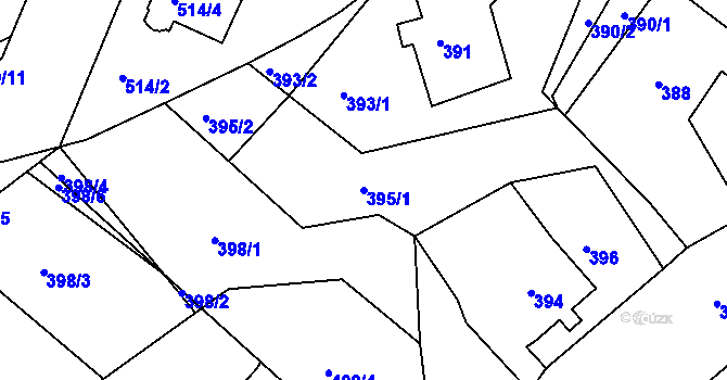 Parcela st. 395/1 v KÚ Želechovice nad Dřevnicí, Katastrální mapa