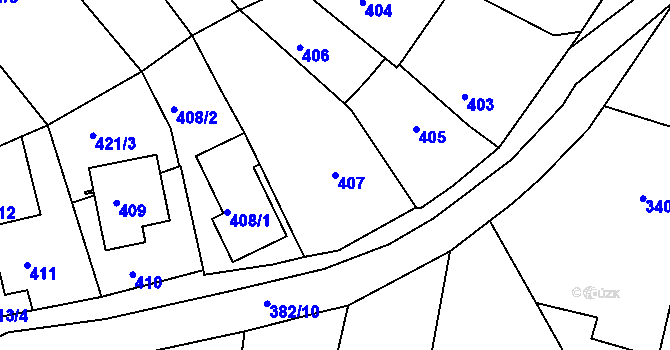 Parcela st. 407 v KÚ Želechovice nad Dřevnicí, Katastrální mapa