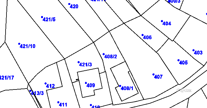 Parcela st. 408/2 v KÚ Želechovice nad Dřevnicí, Katastrální mapa