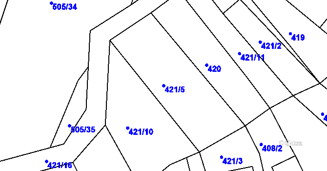 Parcela st. 421/5 v KÚ Želechovice nad Dřevnicí, Katastrální mapa