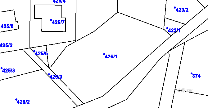 Parcela st. 426/1 v KÚ Želechovice nad Dřevnicí, Katastrální mapa