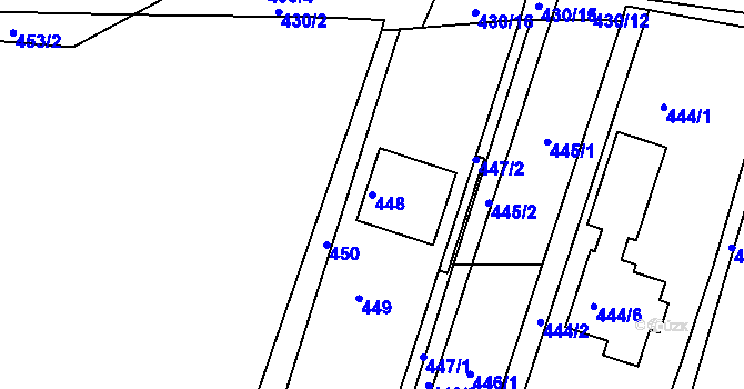 Parcela st. 448 v KÚ Želechovice nad Dřevnicí, Katastrální mapa