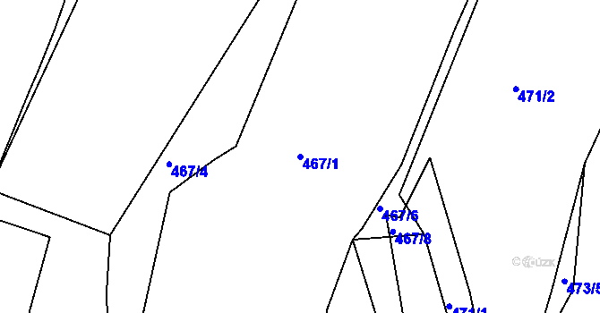 Parcela st. 467/1 v KÚ Želechovice nad Dřevnicí, Katastrální mapa