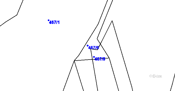 Parcela st. 467/6 v KÚ Želechovice nad Dřevnicí, Katastrální mapa
