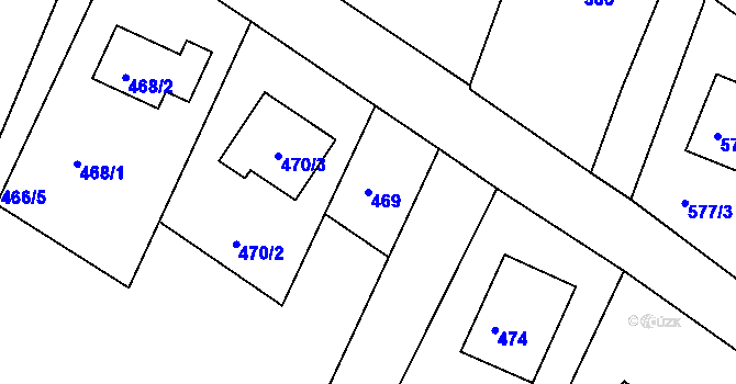 Parcela st. 469 v KÚ Želechovice nad Dřevnicí, Katastrální mapa
