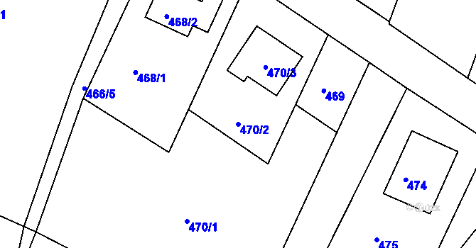 Parcela st. 470/2 v KÚ Želechovice nad Dřevnicí, Katastrální mapa