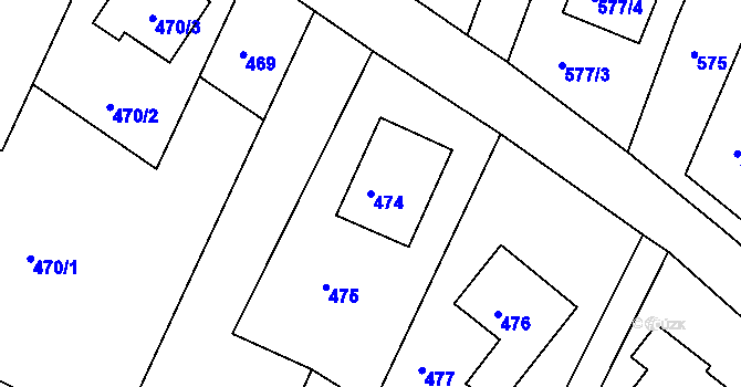 Parcela st. 474 v KÚ Želechovice nad Dřevnicí, Katastrální mapa