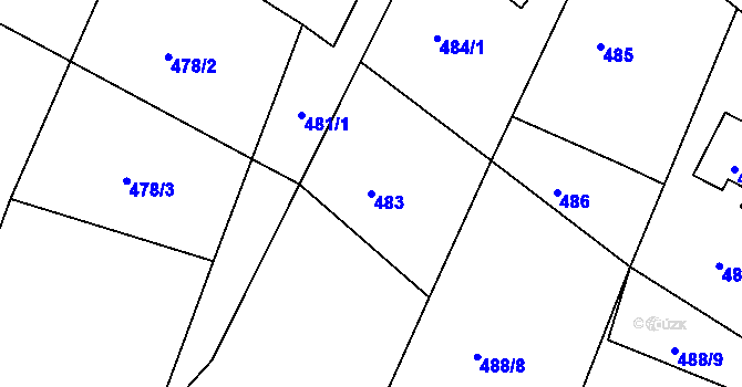 Parcela st. 483 v KÚ Želechovice nad Dřevnicí, Katastrální mapa