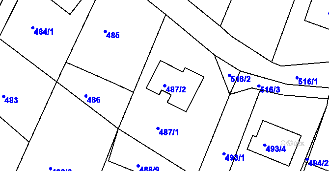 Parcela st. 487/2 v KÚ Želechovice nad Dřevnicí, Katastrální mapa