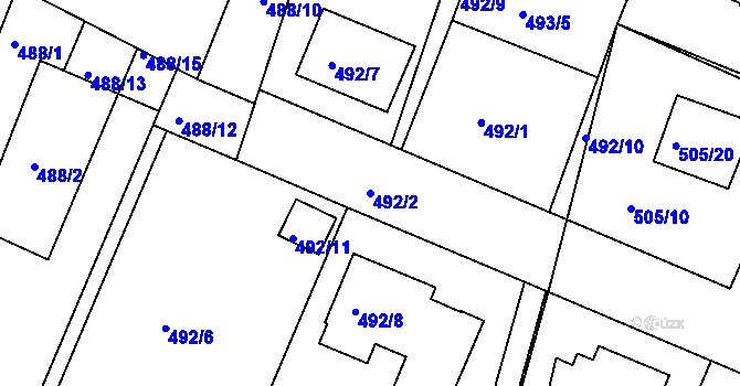 Parcela st. 492/2 v KÚ Želechovice nad Dřevnicí, Katastrální mapa