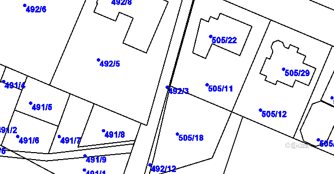 Parcela st. 492/3 v KÚ Želechovice nad Dřevnicí, Katastrální mapa