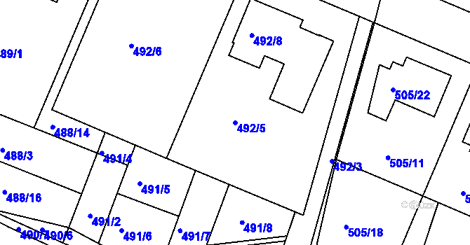 Parcela st. 492/5 v KÚ Želechovice nad Dřevnicí, Katastrální mapa