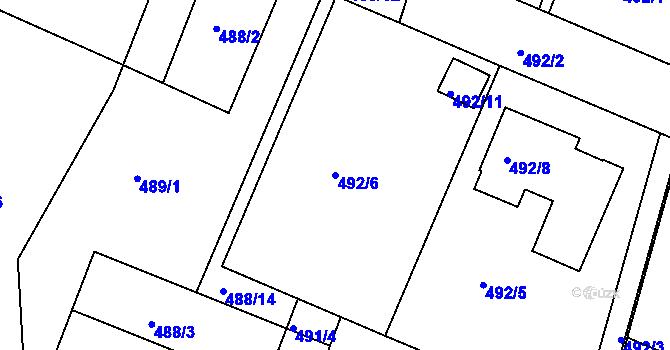 Parcela st. 492/6 v KÚ Želechovice nad Dřevnicí, Katastrální mapa