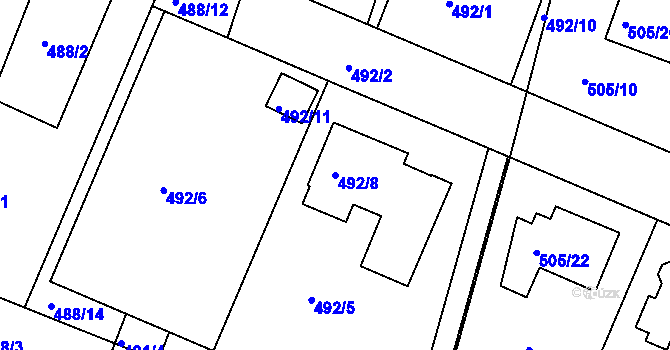 Parcela st. 492/8 v KÚ Želechovice nad Dřevnicí, Katastrální mapa