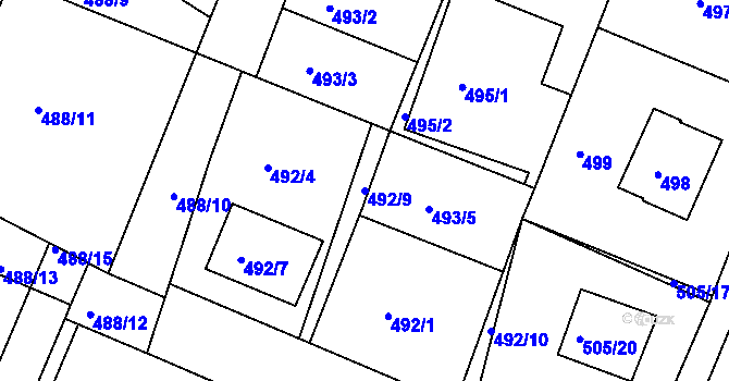 Parcela st. 492/9 v KÚ Želechovice nad Dřevnicí, Katastrální mapa