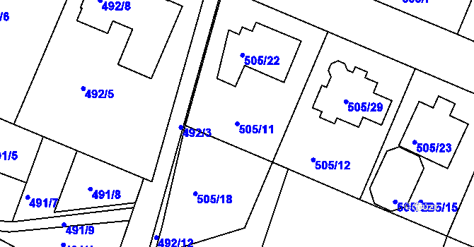 Parcela st. 505/11 v KÚ Želechovice nad Dřevnicí, Katastrální mapa