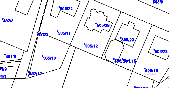 Parcela st. 505/12 v KÚ Želechovice nad Dřevnicí, Katastrální mapa