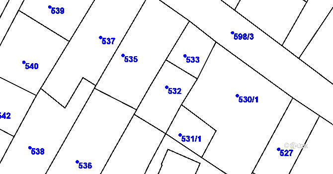 Parcela st. 532 v KÚ Želechovice nad Dřevnicí, Katastrální mapa
