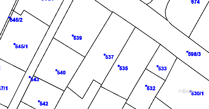 Parcela st. 537 v KÚ Želechovice nad Dřevnicí, Katastrální mapa
