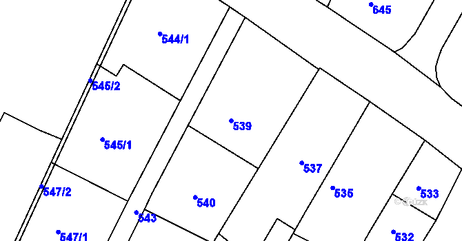 Parcela st. 539 v KÚ Želechovice nad Dřevnicí, Katastrální mapa