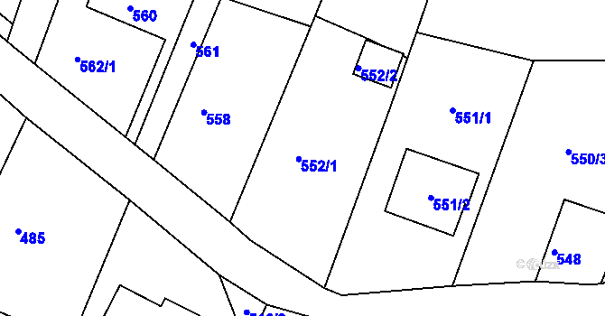 Parcela st. 552 v KÚ Želechovice nad Dřevnicí, Katastrální mapa