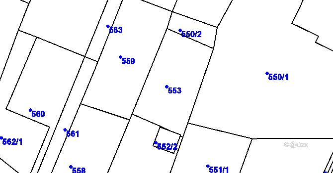 Parcela st. 553 v KÚ Želechovice nad Dřevnicí, Katastrální mapa