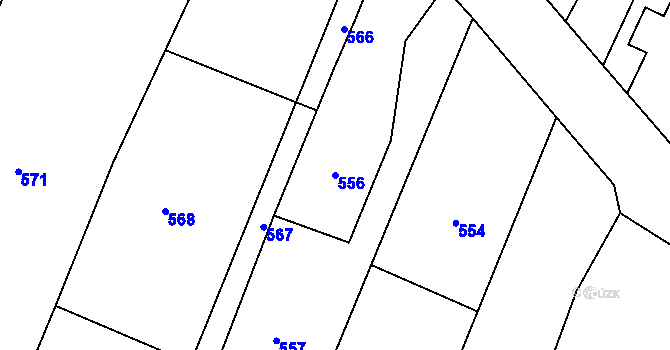 Parcela st. 556 v KÚ Želechovice nad Dřevnicí, Katastrální mapa