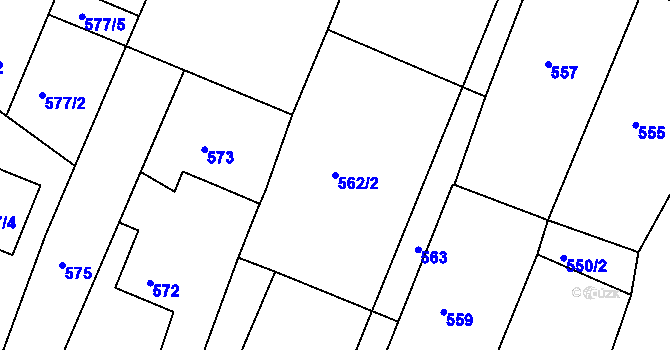 Parcela st. 562/2 v KÚ Želechovice nad Dřevnicí, Katastrální mapa