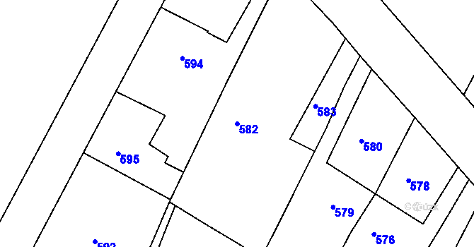 Parcela st. 582 v KÚ Želechovice nad Dřevnicí, Katastrální mapa