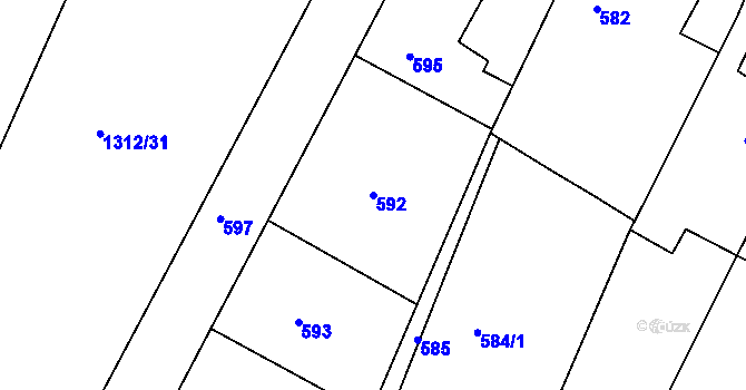 Parcela st. 592 v KÚ Želechovice nad Dřevnicí, Katastrální mapa