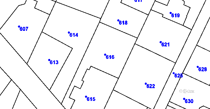 Parcela st. 616 v KÚ Želechovice nad Dřevnicí, Katastrální mapa