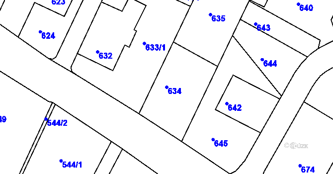 Parcela st. 634 v KÚ Želechovice nad Dřevnicí, Katastrální mapa
