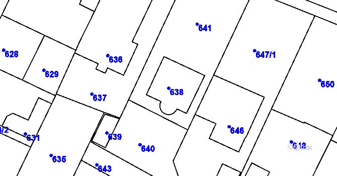 Parcela st. 638 v KÚ Želechovice nad Dřevnicí, Katastrální mapa